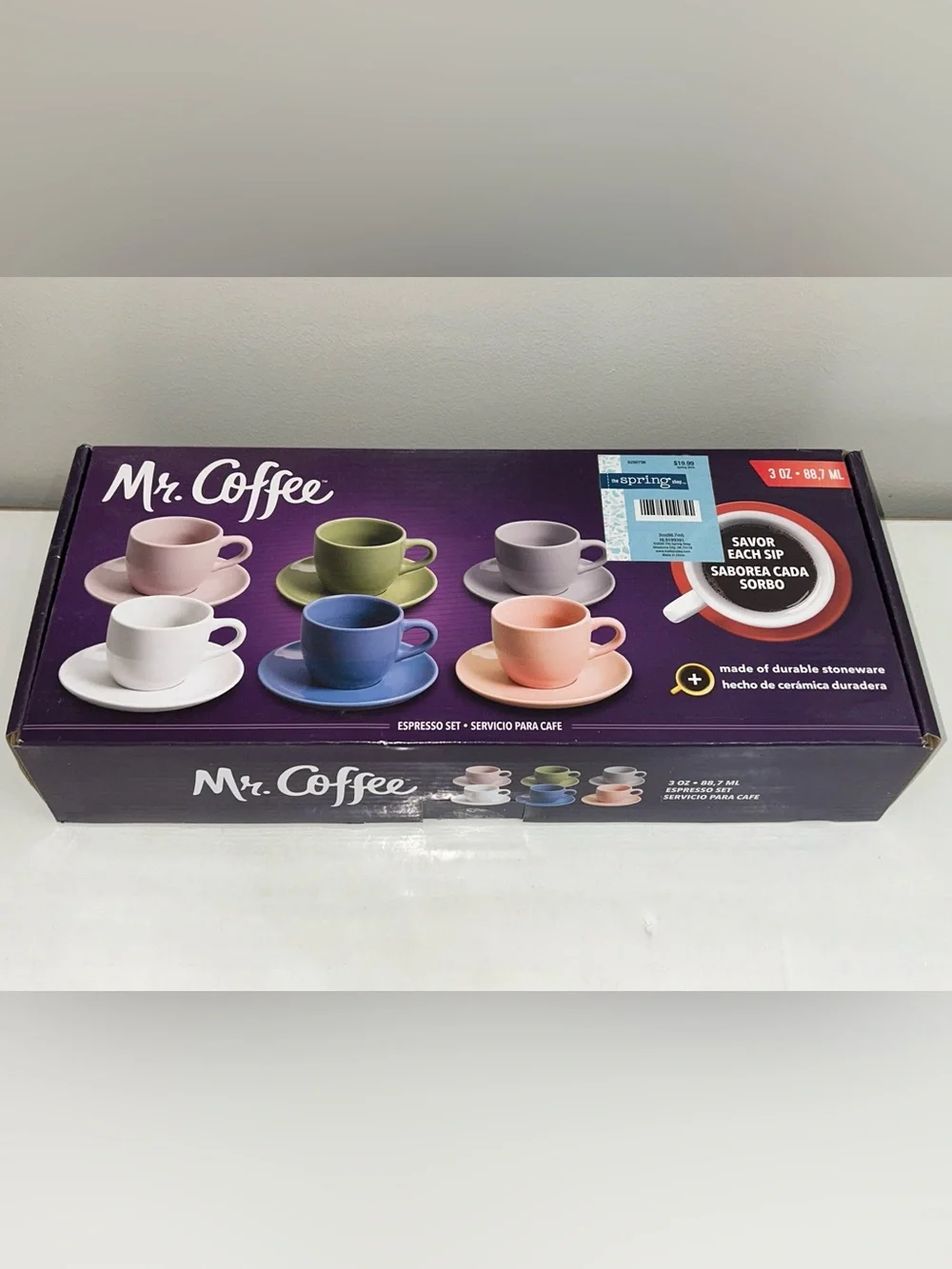 Mr. Coffee Multicolor Espresso Cup & Saucer Set - 6-Piece